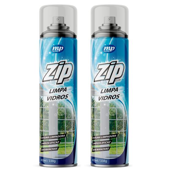 Imagem de Kit 2 Limpa Vidros Sem Manchas Zip Clean 400Ml - My Place