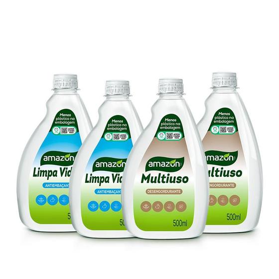 Imagem de Kit 2 Limpa Vidros Spray Amazon + 2 Limpador Multiuso - Amazon H2o