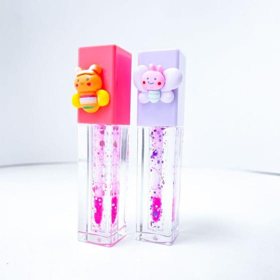 Imagem de Kit 2 lip gloss bichinhos com glitter divertido clássico