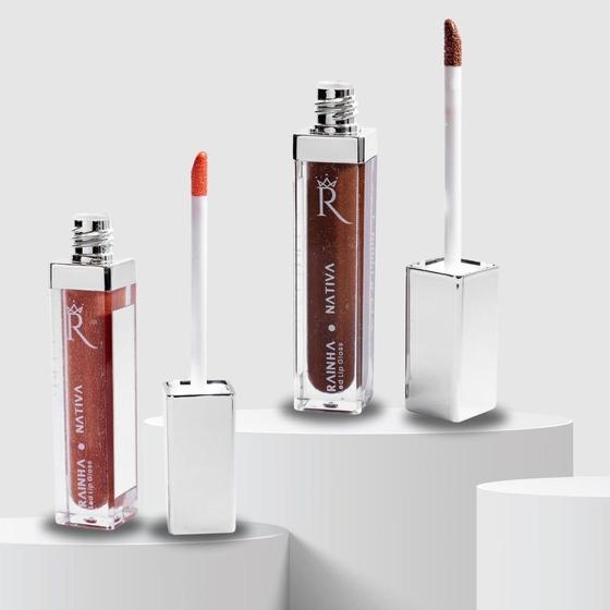 Imagem de Kit 2 Lip Gloss Com Espelho Led Integrado Hidratação Máxima  Cor 05 e Cor 03