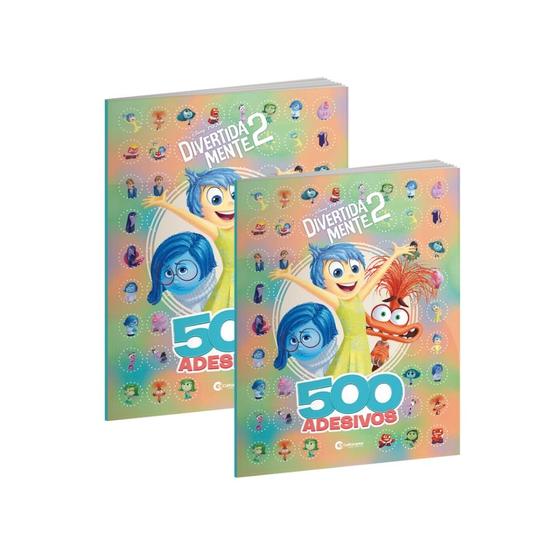 Imagem de Kit 2 Livros 500 Adesivos Divertida Mente 2 Atividades e Desenhos Colorir Disney Pixar