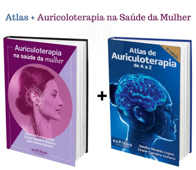 Imagem de Kit 2 Livros Auricoloterapia Na Saúde Da Mulher E Atlas De Auriculoterpia De A A Z