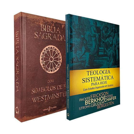 Imagem de Kit 2 Livros  Bíblia com Símbolos de Fé Westminster  NVI - Retrô + Teologia Sistemática Para Hoje