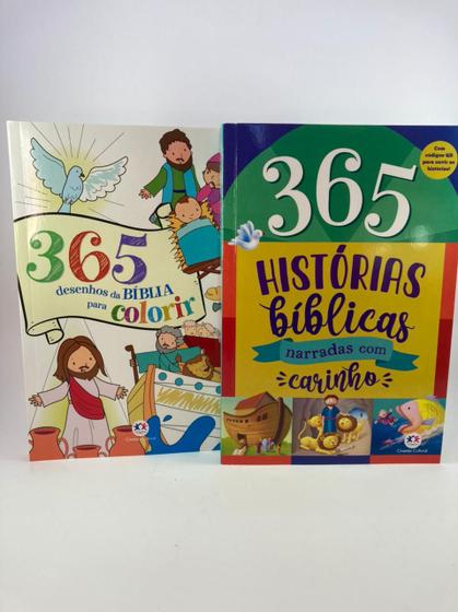 Imagem de Kit 2 Livros Bíblicos,365 Desenhos P Colorir E 365 Histórias