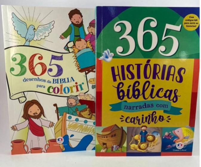 Imagem de Kit 2 livros bíblicos - 365 desenhos para colorir e 365 histórias bíblicas