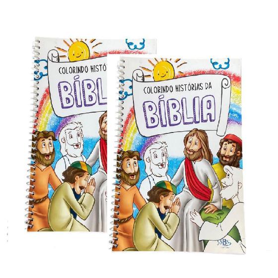 Imagem de Kit 2 Livros Colorindo Histórias Da Bíblia Com Espiral