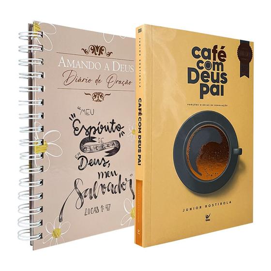 Imagem de Kit 2 Livros  Devocional Café com Deus Pai + Diário de Oração Amando a Deus - Lettering