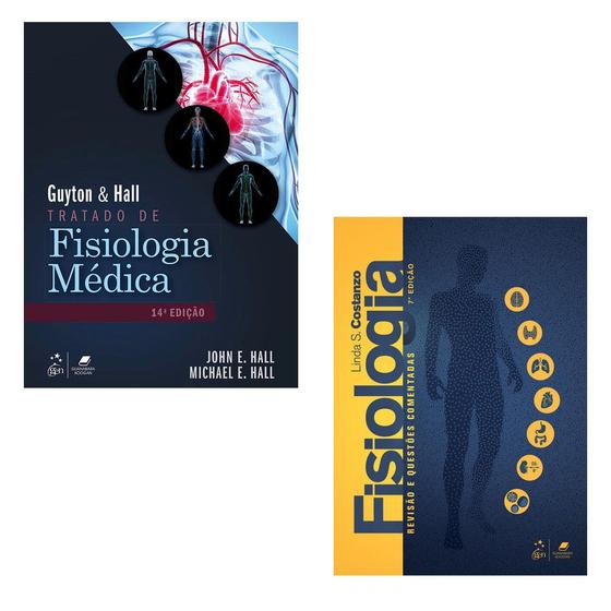 Imagem de Kit 2 livros: guyton & hall - tratado de fisiologia médica + fisiologia - revisão e questões comentadas