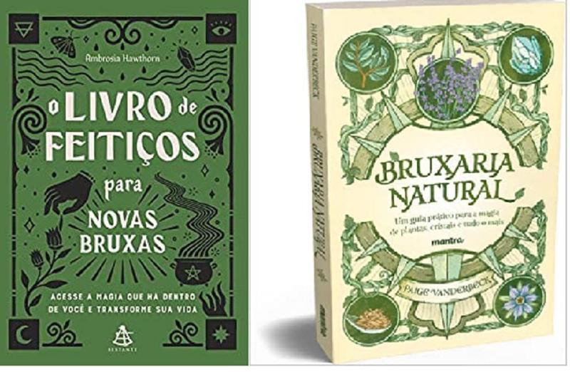 Imagem de kit 2 livros O livro de feitiços para novas bruxas + Bruxaria Natural - Um guia prático para a Magia de plantas Cristais - Sextante