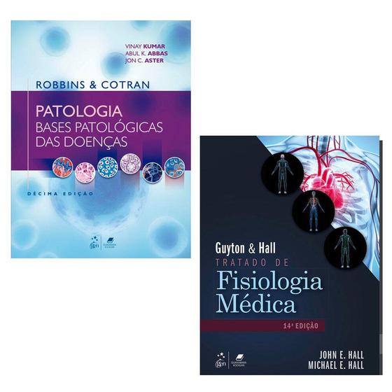 Imagem de Kit 2 livros: robbins & cotran - bases patológicas das doenças + guyton & hall - tratado de fisiologia médica - Guanabara Koogan