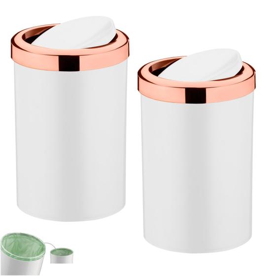 Kit 2 Lixeira 8 Litros Tampa Cesto De Lixo Basculante Rose Gold Para Cozinha Banheiro Escritório - Future Menor preço em Kit 2 Lixeira 8 Litros Tampa Cesto De Lixo Basculante Rose Gold Para Cozinha Banheiro Escritório - Future