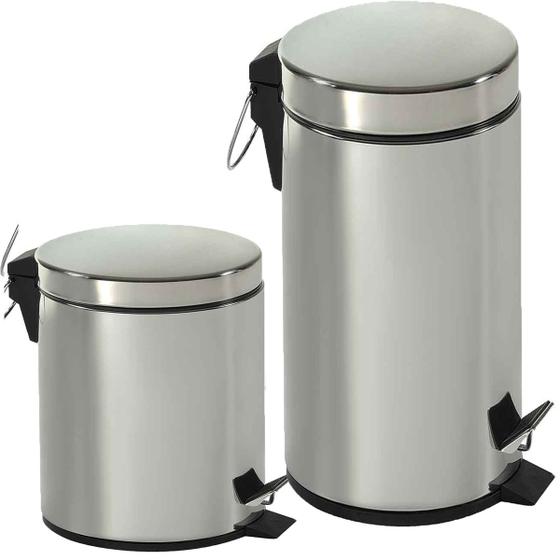 Imagem de Kit 2 Lixeira Inox Banheiro Pedal E Balde 3 E 12 Litros