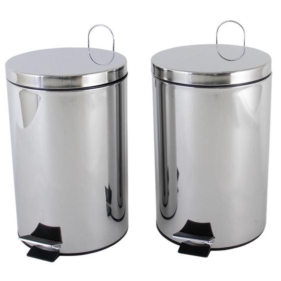 Kit 2 lixeiras aço inox de 12 litros Travel Max Menor preço em Kit 2 lixeiras aço inox de 12 litros Travel Max