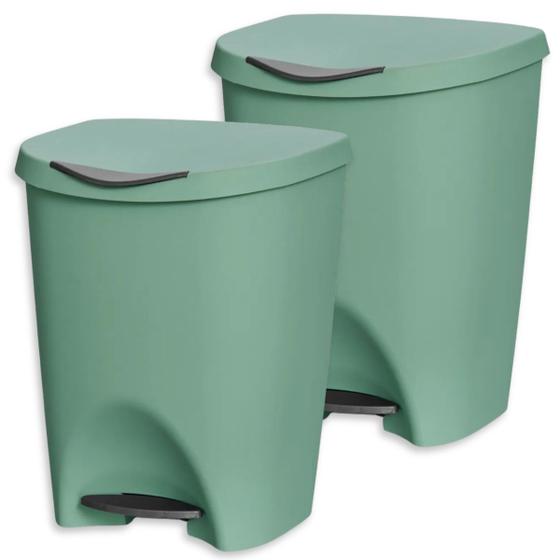 Imagem de Kit 2 Lixeiras Verde com Pedal 7,5 Litros Usual Utilidades