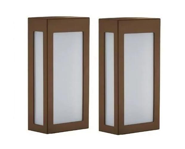 Kit 2 Luminária Arandela Externa Retangular 25 Cm Marrom Acende A Luz Luminária de Parede