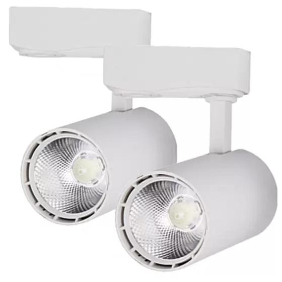 Imagem de Kit 2 Luminária Branca Trilho Spot Led 10W 3500K Branco Quente