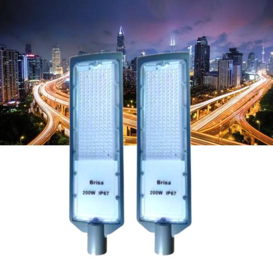 KIT 2 Luminária Led Para Poste 200w Iluminação Publica Bivolt Poste Led