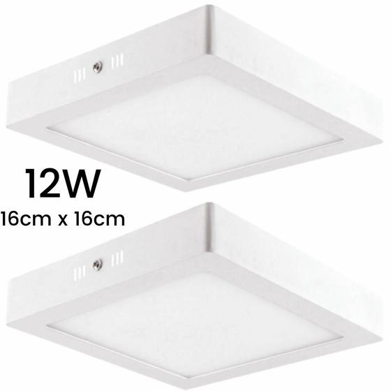 Imagem de Kit 2 Luminaria Led Plafon Teto Sobrepor 12w Branco Frio