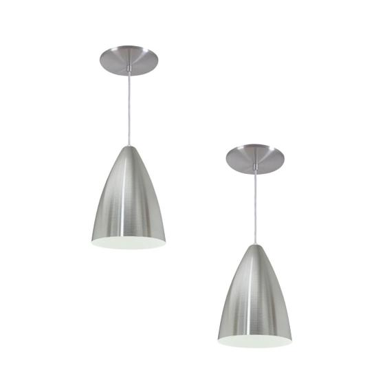 Imagem de Kit 2 Luminária Pendente Bala Nova Com Interior Branco Brilho Com Fiação 110/220v