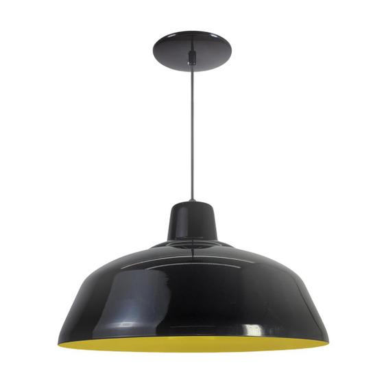Kit 2 Luminária Pendente Retro 40cm Interior Amarelo Com Fiação 110