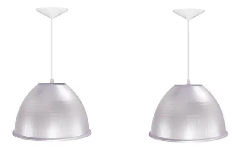 Kit 2 Luminária Prismática Pendente 12 Polegadas Reforçada Ilux