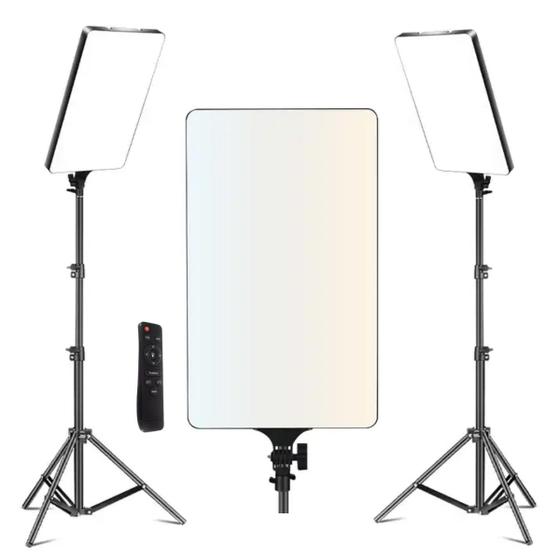 Imagem de Kit 2 Luminaria Ring Light Profissional 16pol 33cm Tripé 2m