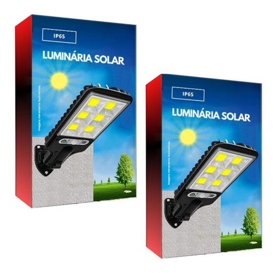 Kit 2 Luminária Solar 100w Led Refletor Com Sensor Automático Fotocélula 3 Modos de Funcionamento Menor preço em Kit 2 Luminária Solar 100w Led Refletor Com Sensor Automático Fotocélula 3 Modos de Funcionamento