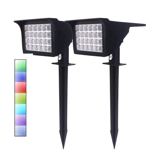 Imagem de Kit 2 Luminária Solar Jardim Decoração Espeto 30w LED RGB