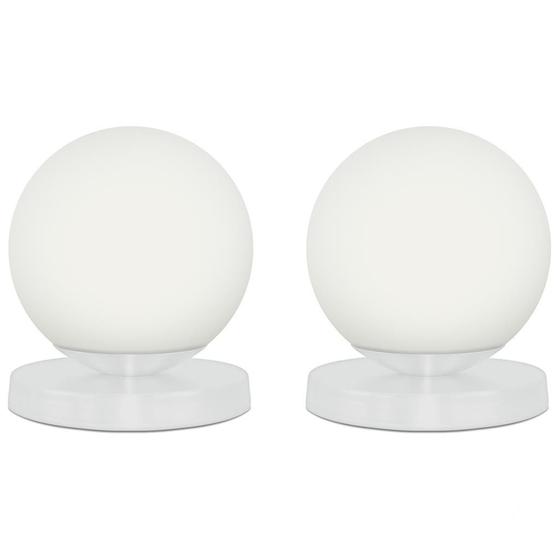 Kit 2 Luminárias De Mesa Globo Orby Branco Base Redonda Marryluz