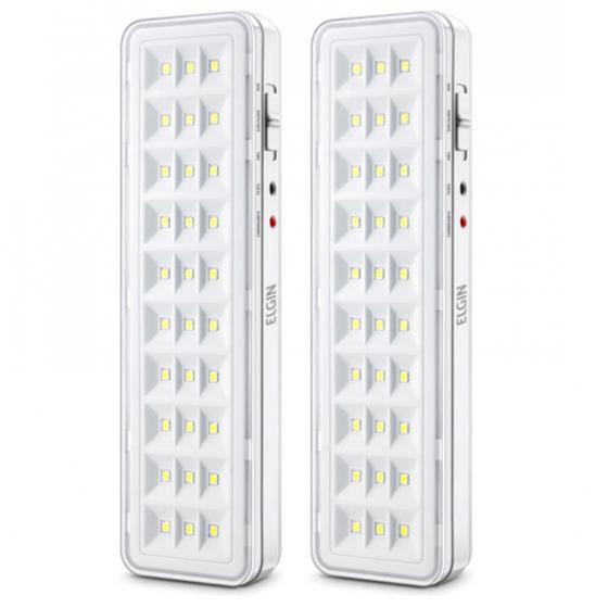 Imagem de Kit 2 Luminárias Luz De Emergência 30 Leds 2w Bivolt Elgin