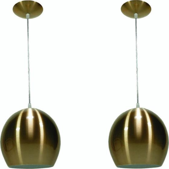 Kit 2 Luminárias Pendente Bola Pequena Cobre MakLuz Luminária