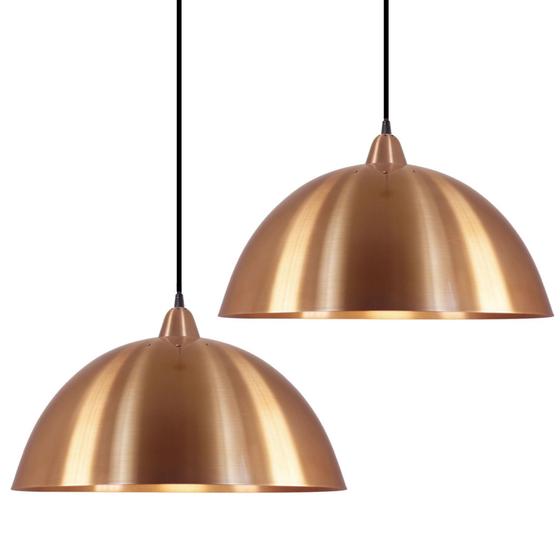 Imagem de Kit 2 Luminárias Pendente Lustre Luxo Meia Lua Cobre 1803