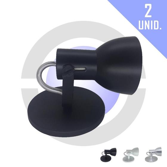 Imagem de Kit 2 Luminarias Sobrepor Espelho Parede Banheiro Quarto Lampada Bulbo LED Aluminio Direcionavel E27