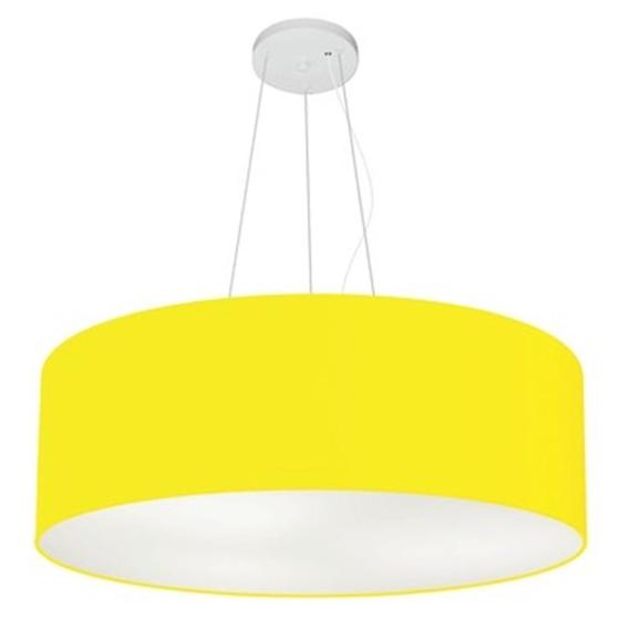 Imagem de Kit/2 Lustre Pendente Cilíndrico Md-4010 Cúpula em Tecido 60x21cm Amarelo - Bivolt