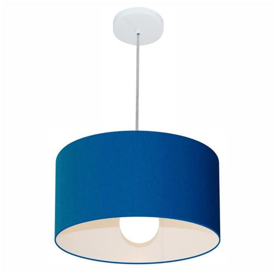 Imagem de Kit/2 Lustre Pendente Cilíndrico Md-4031 Cúpula em Tecido 40x21cm Azul Marinho - Bivolt