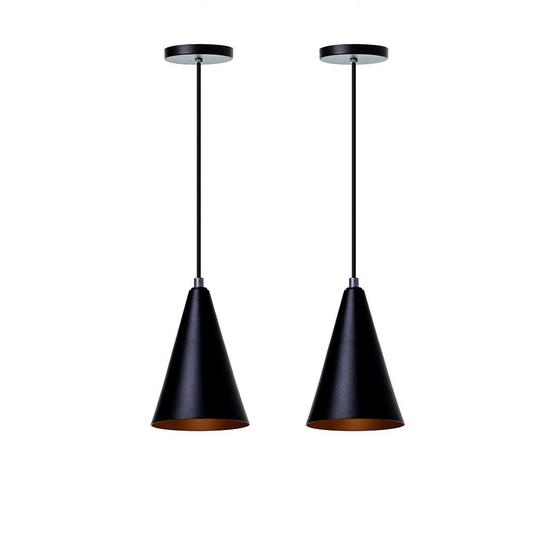 Imagem de Kit 2 Lustre Pendente Cone P Preto Alumínio Decoração