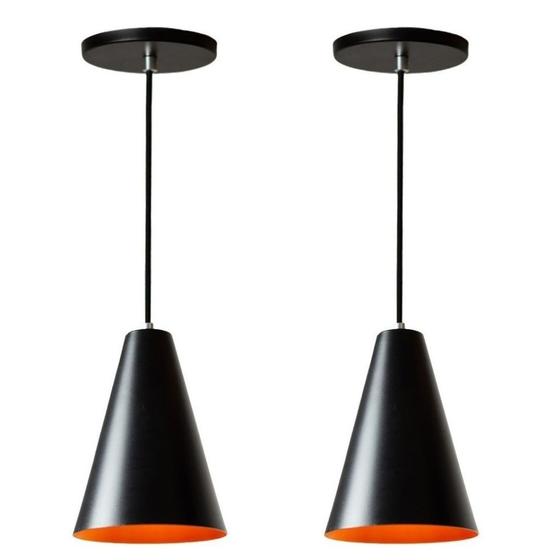 Imagem de Kit 2 Lustre Pendente Cone Preto Para Decoração