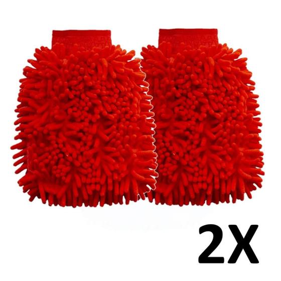 Imagem de Kit 2 Luva Microfibra Multiuso Lavagem Carro Moto Automotiva