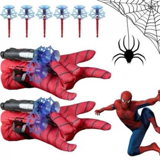 Imagem de Kit 2 Luvas Homem Aranha Lança Teia Spider Man Brinquedo Presente