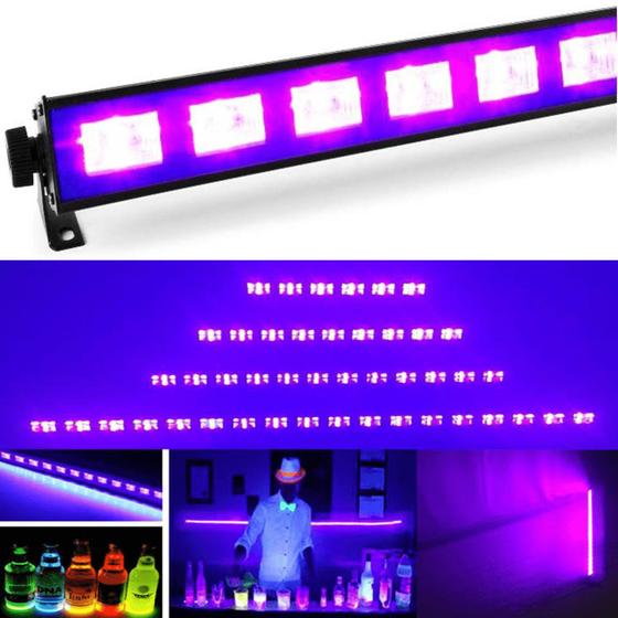 Imagem de Kit 2 Luz Negra Ultravioleta UV 6 LEDs Efeitos De Iluminação Especiais Neon Para Festa 20w LKUV6