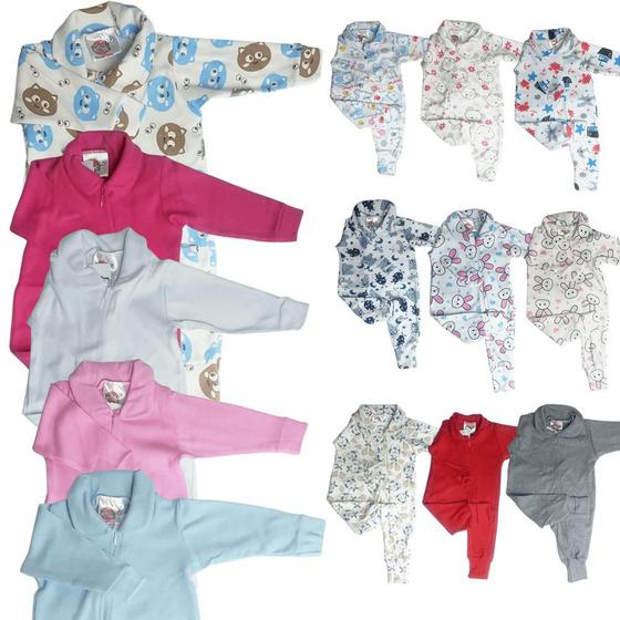 Imagem de Kit 2 Macacões Com Zíper Para Bebe Quentinho 100% Algodão