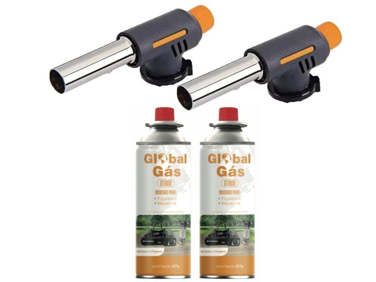 Kit 2 maçarico portatil culinário com controle de chama solda + 2 refil cartucho gás butano Menor preço em Kit 2 maçarico portatil culinário com controle de chama solda + 2 refil cartucho gás butano