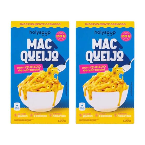 Imagem de Kit 2 Macarrão Mac Queijo Cremoso Holysoup 190g