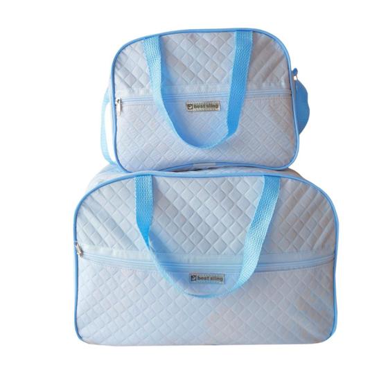 Imagem de Kit 2 Mala Bebe Saida Maternidade Menino Azul Bebe Bolsa Reforçada Alça Ombro Passeio Viagem Grande