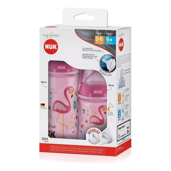 Imagem de Kit 2 Mamadeira My 1st Nuk 150/300ml First Choice Rosa