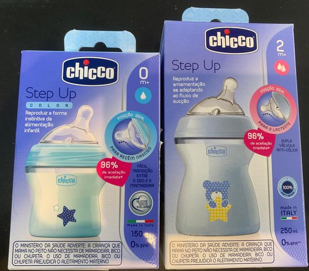 Imagem de kit 2 mamadeiras chicco 150 +250 ml azul