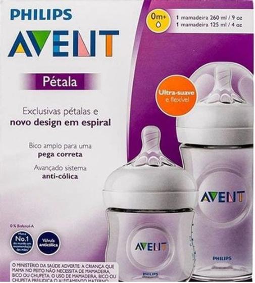 Imagem de Kit 2 Mamadeiras Pétala Transparentes - Pack 125ml e 260ml - Philips Avent