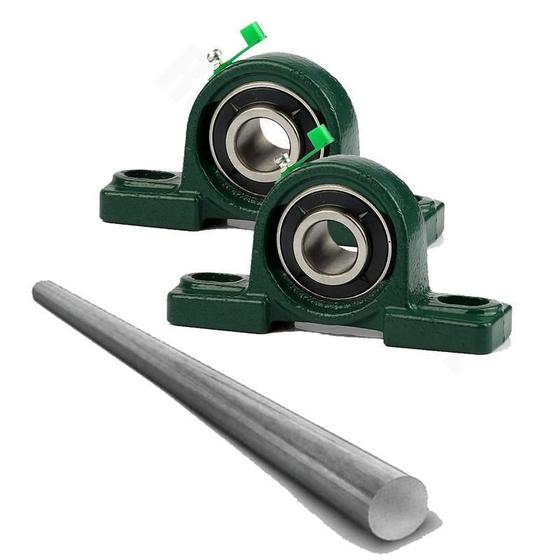 Kit 2 Mancal Pedestal P205 Com Rolamento 25Mm Com Eixo 50Cm Menor preço em Kit 2 Mancal Pedestal P205 Com Rolamento 25Mm Com Eixo 50Cm