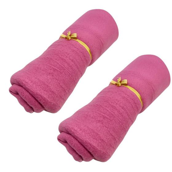 Imagem de Kit 2 Mantas Cobertor Pet Soft Rosa 90x75cm 200g