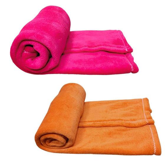 Imagem de Kit 2 Mantas Pet Cor Rosa E Laranja